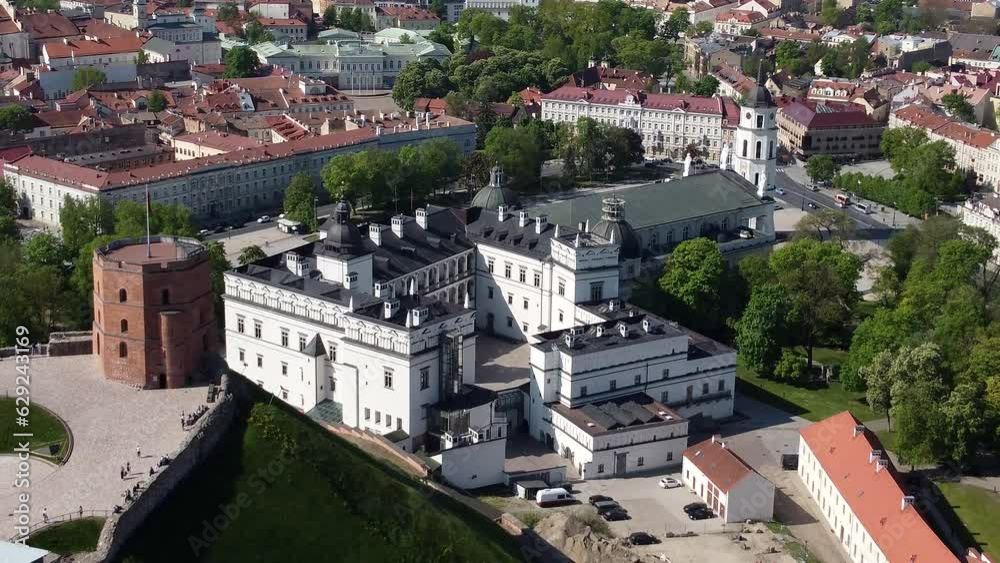 Aerial of the Palace of the Grand Dukes of Lithuania with the cityscape in the background Aerial of the Palace of the Grand Dukes of Lithuania with the cityscape in the background
