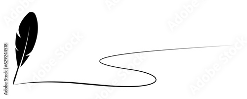 Feather writes on white background. Write letter. Vector 10 Eps.