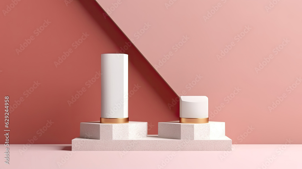 custom made wallpaper toronto digitalAdvertising, Two cosmetic product podiums mockup. Background for presentation of cosmetic. Generative Ai