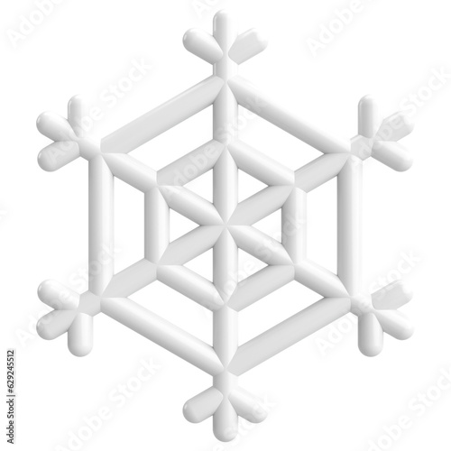 Snowflake. Christmas decoration. 3D illustration.