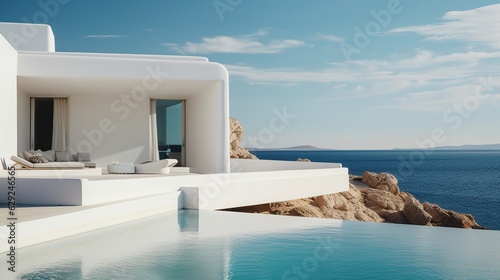 A Professional Shot of a White House near the Sea in the Greece Style. Santorini. © Boss