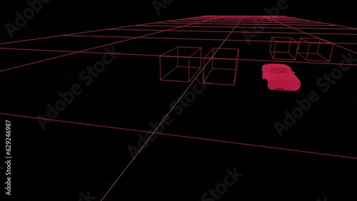 3D animation of sports car driving