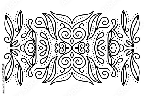 Beautiful black and white flower leaf art pattern of indonesian culture traditional batik texture 