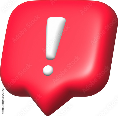 White Exclamation mark on red popup message to show the warning