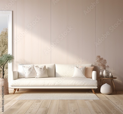 White Interior Modern   Luxury Design with a Sofa.
