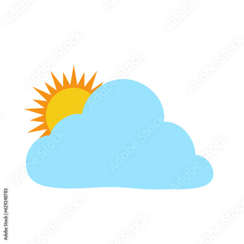 The sun and cloud weather icon. Vector Illustration