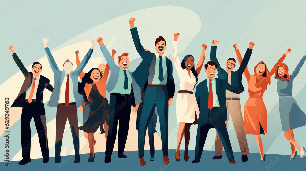 Obraz premium Successful company with happy workers