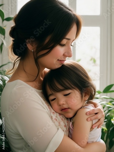 Mother and Daughter Share a Touching Moment, Portraying the Eternal Love and Nurturing Spirit photo