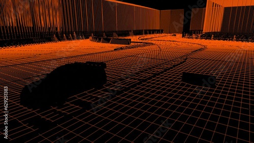 3D animation of sports car driving