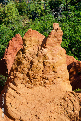 Landscape in ocher quarries named Colorado Provencal near the village Rustrel in France.