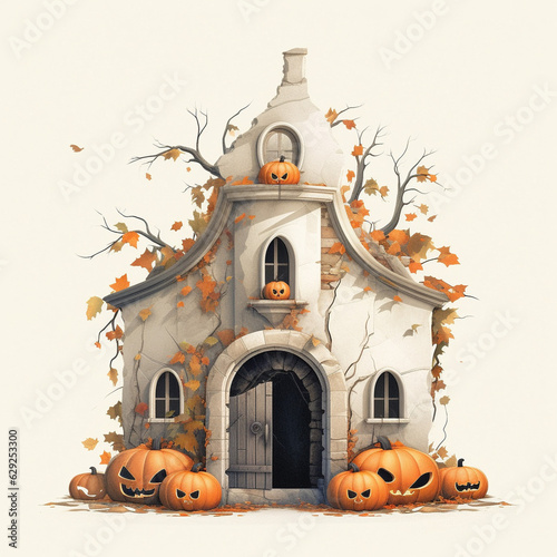 halloween magic house with pumpkin © Anna