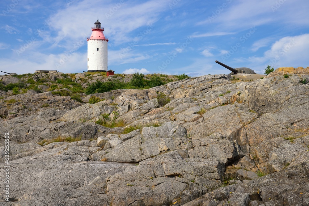 Lighthouse in Swedish village Landsort on the island of Oja