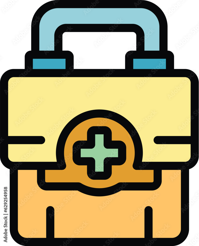 First aid kit icon outline vector. Medical hospital. Doctor health color flat First aid kit icon outline vector. Medical hospital. Doctor health color flat