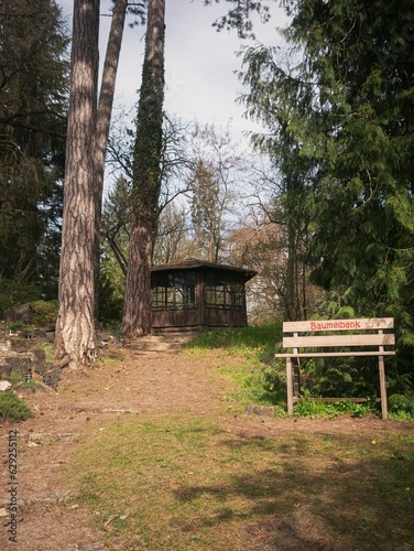 A bank to rest inside the botanical garden in Eberswalde