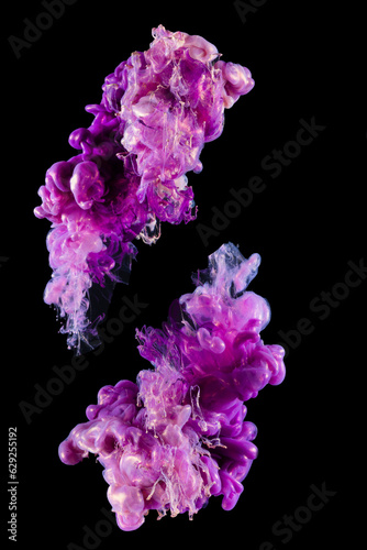 Acrylic colors and ink in water Abstract background Isolated. © Elena