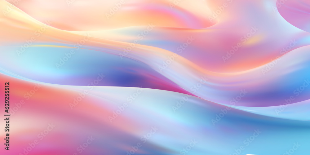 Waves on the sea illuminated by the sunset. Background of iridescent opalescent liquid in blue and pink. Delicate abstract wavy background. Gradient mesh. Wallpaper with soft colors. Waves on the sea illuminated by the sunset. Background of iridescent opalescent liquid in blue and pink. Delicate abstract wavy background. Gradient mesh. Wallpaper with soft colors.