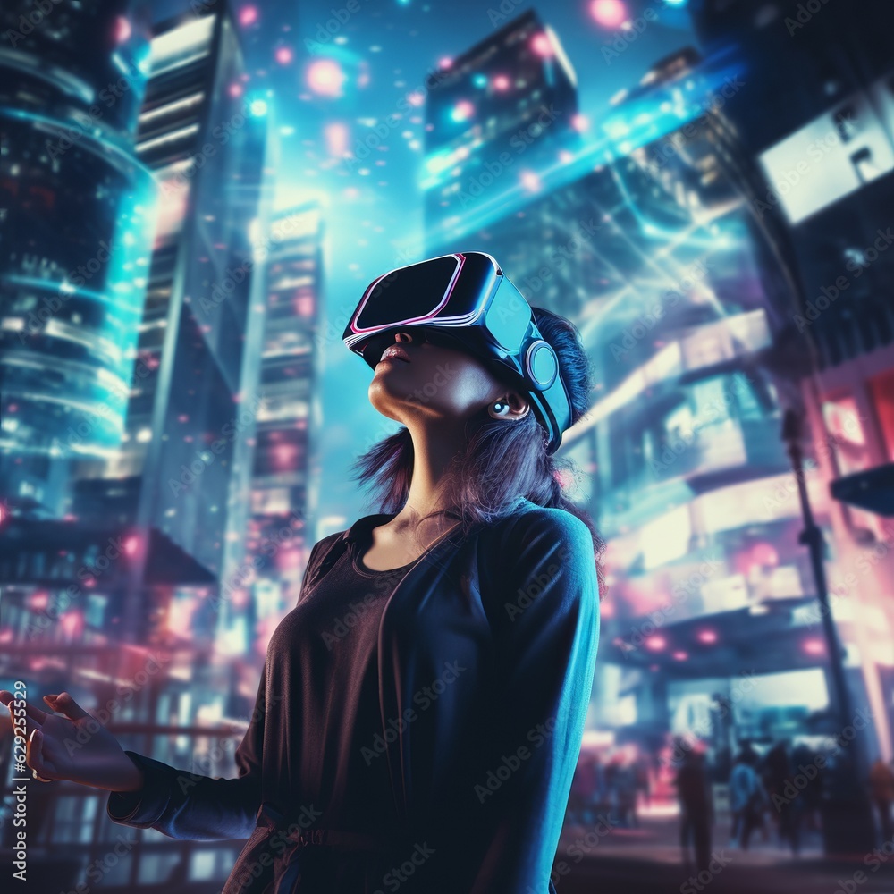 Metaverse VR-Glassess experience concept Metaverse VR-Glassess experience concept