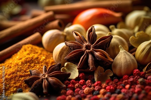 Composition created with various spices.