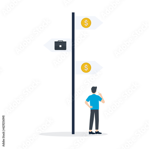 business illustration businessman not sure road to take © Minhas