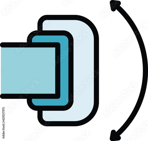 Vr camera angle icon outline vector. Virtual tour. Panoramic design color flat