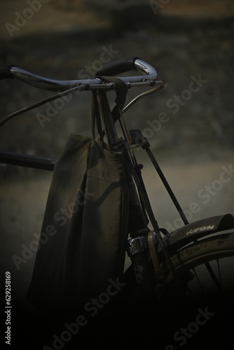 black bicycle isolated on white