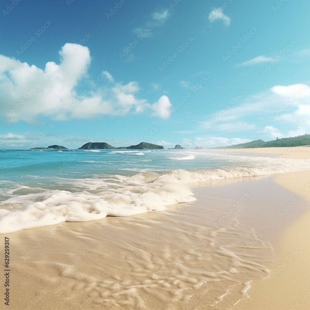beach with white sand beach ,Generative AI