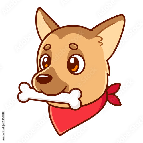 Cute cartoon German shepherd with bone