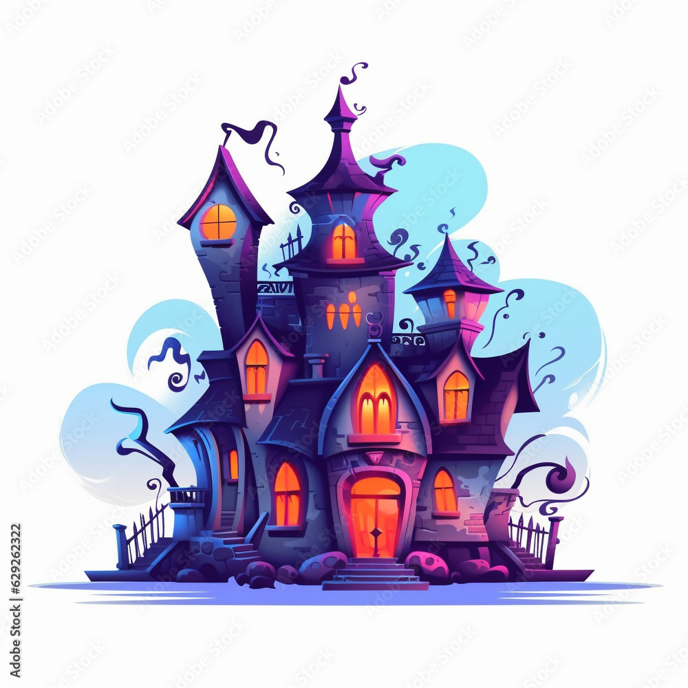 Fototapeta premium halloween illustration with house