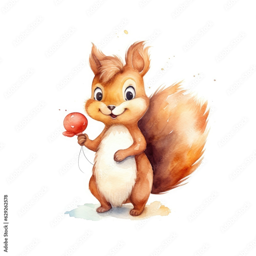 Joyful Squirrel Watercolor Clipart