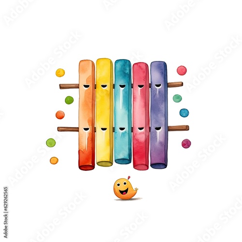 Happy Xylophone Watercolor Clipart