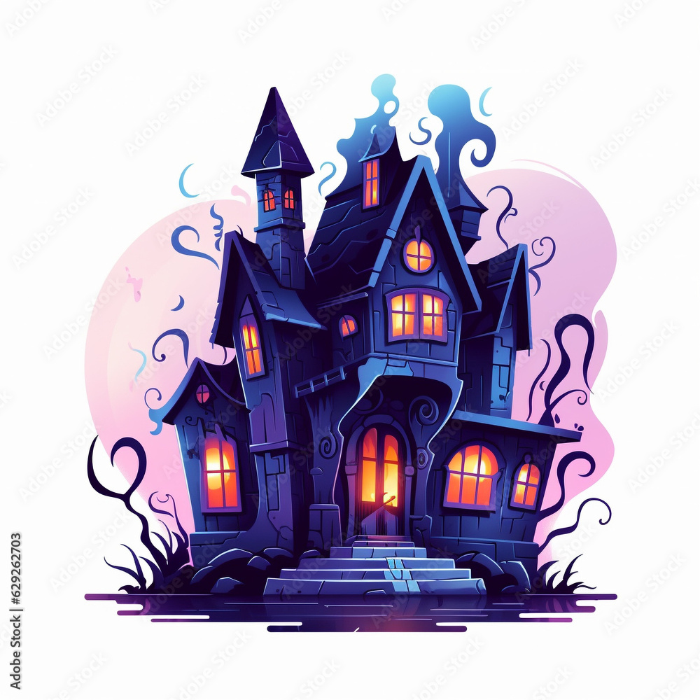 halloween illustration with house