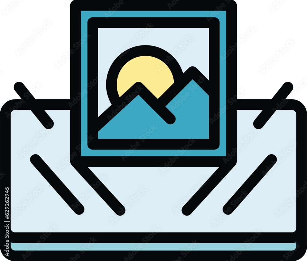 Landscape vr tour icon outline vector. Camera angle. View degree color flat Landscape vr tour icon outline vector. Camera angle. View degree color flat