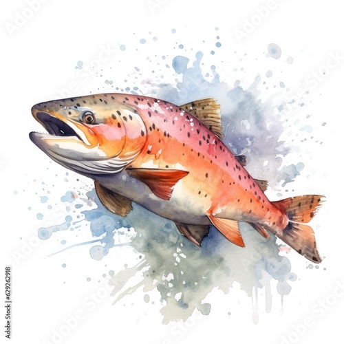 Watercolor Salmon Clipart