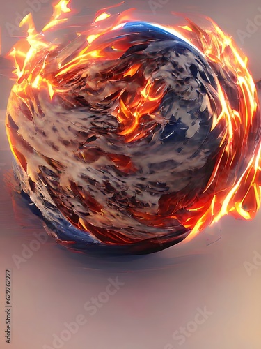 burning earth in space