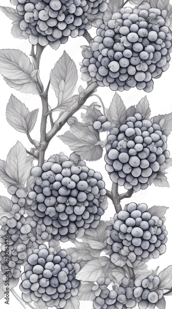 Fototapeta premium Botanical Art Paiting blue berries 01