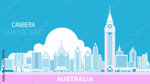 Canberra Australia City Skyline Landmark Vector