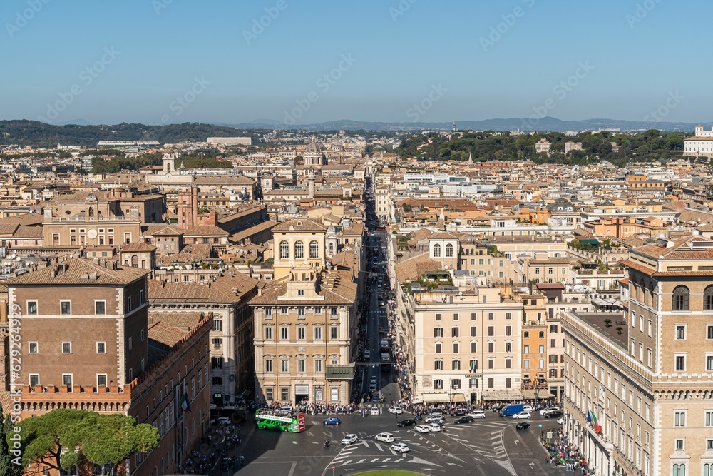 Picturesque view of the beautiful Rome cityscape in Italy