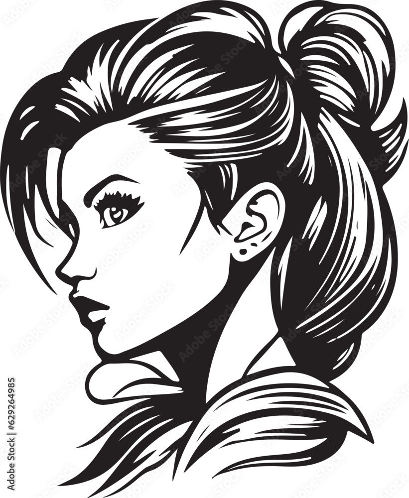 Vector design of a minimalistic beautiful woman with a white background