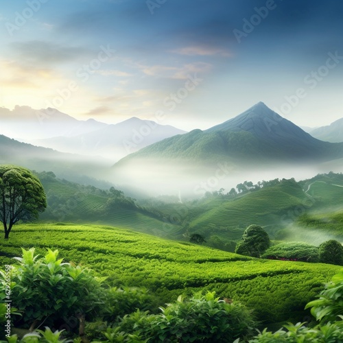 landscape with grass and clouds,Generative AI