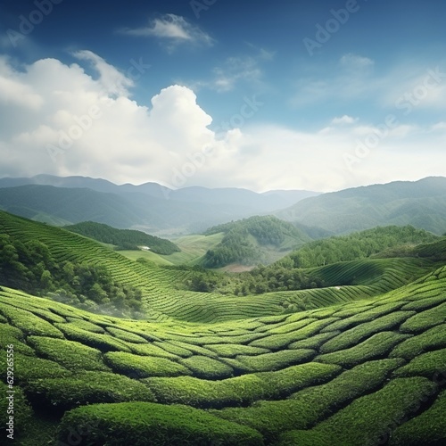 tea plantation in island, Generative AI