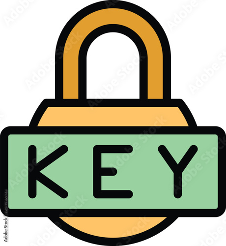 Code key icon outline vector. Password verification. Sms login color flat