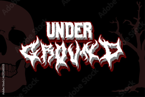 Under ground lettering, scary, horror, vector element. Underground genre of music