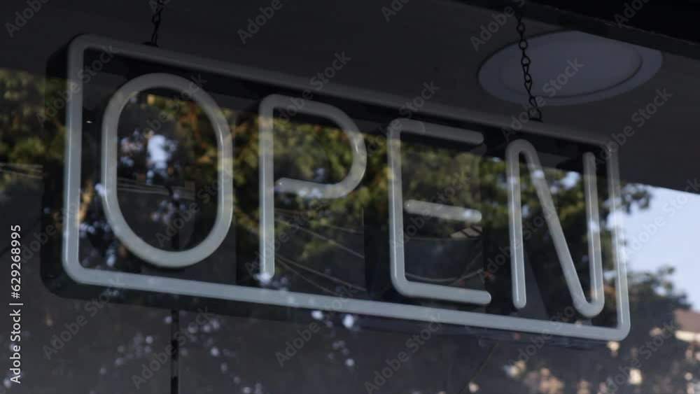 Illuminated Neon Open Sign Store Front Shop Business Window Illuminated Neon Open Sign Store Front Shop Business Window