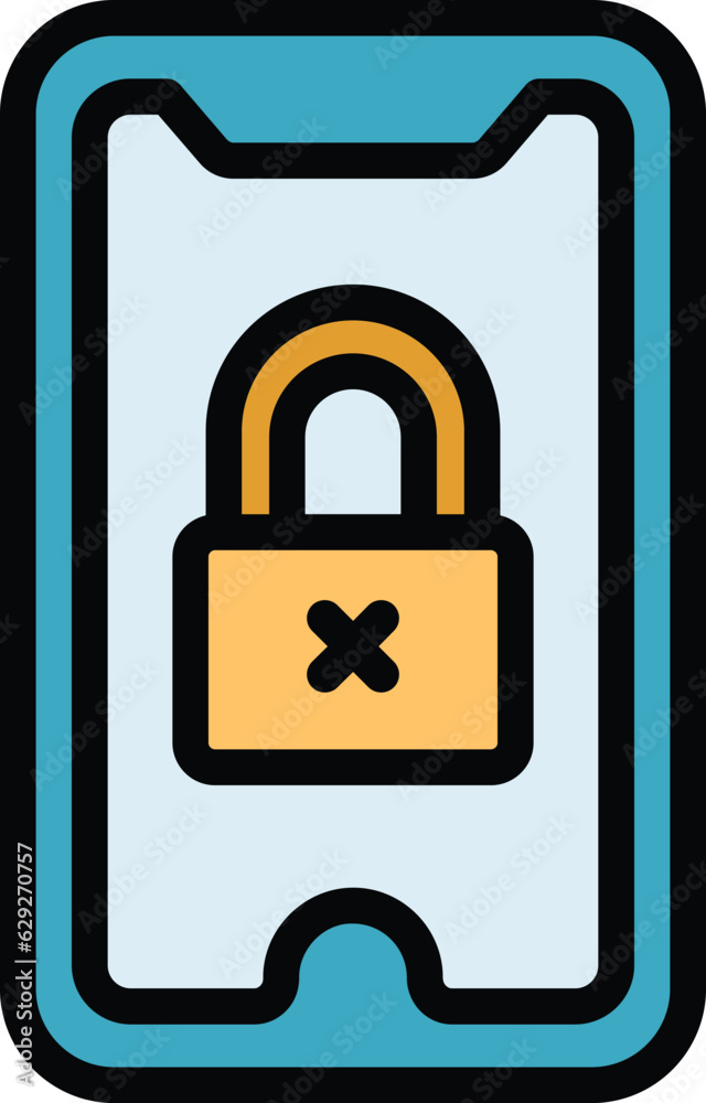 Locked smartphone icon outline vector. Code login. Computer security color flat Locked smartphone icon outline vector. Code login. Computer security color flat