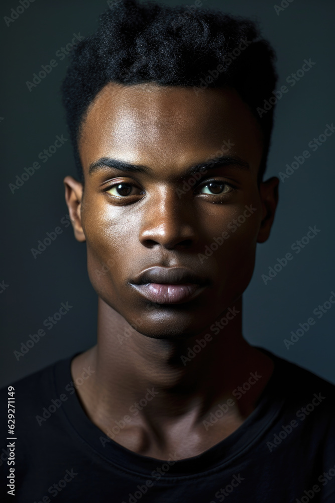 An Expressive Portrait Headshot of a Young Black Man - Charismatic Gaze An Expressive Portrait Headshot of a Young Black Man - Charismatic Gaze