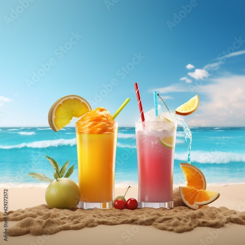 cocktail on the beach, Generative AI