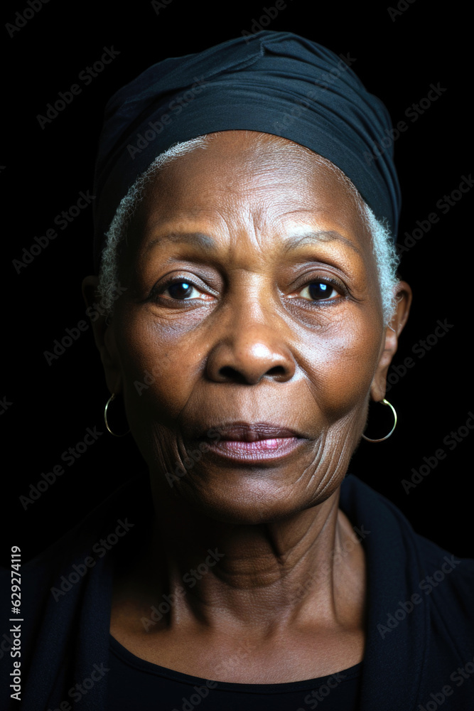 A Radiant Portrait Headshot of a Mature Black Woman - Natural Beauty Shines
