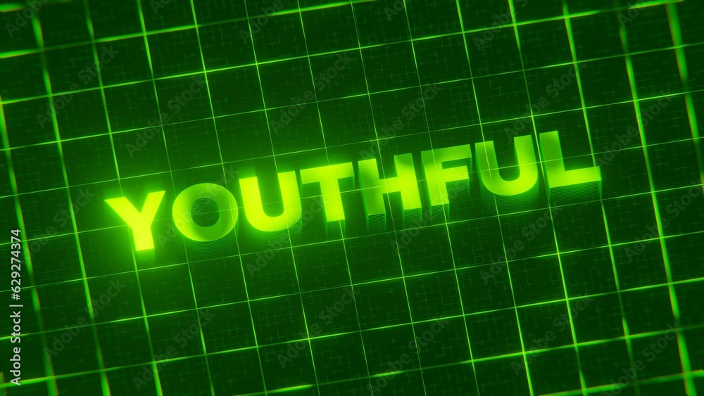 3D-rendered pattern of bright neon green lines arranged in a grid pattern. 3D-rendered pattern of bright neon green lines arranged in a grid pattern.