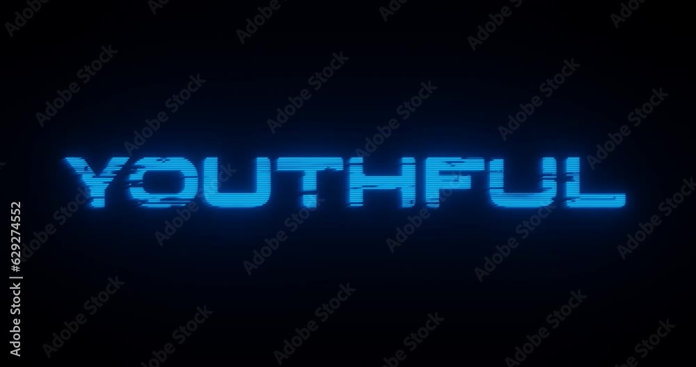 Illuminating text of YOUTHFUL word wallpaper design for intro Illuminating text of YOUTHFUL word wallpaper design for intro