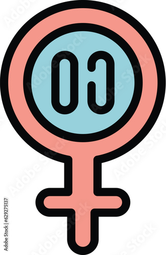 Female menopause icon outline vector. Woman health. Women balance color flat